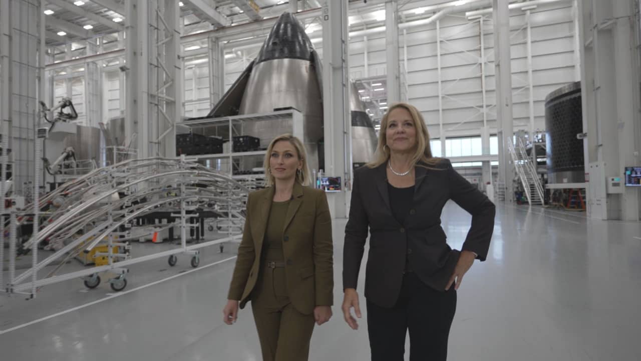SpaceX President and COO Gwynne Shotwell speaking at the Nasdaq MarketSite in New York on June 12, 2026, the day of the company's record IPO.